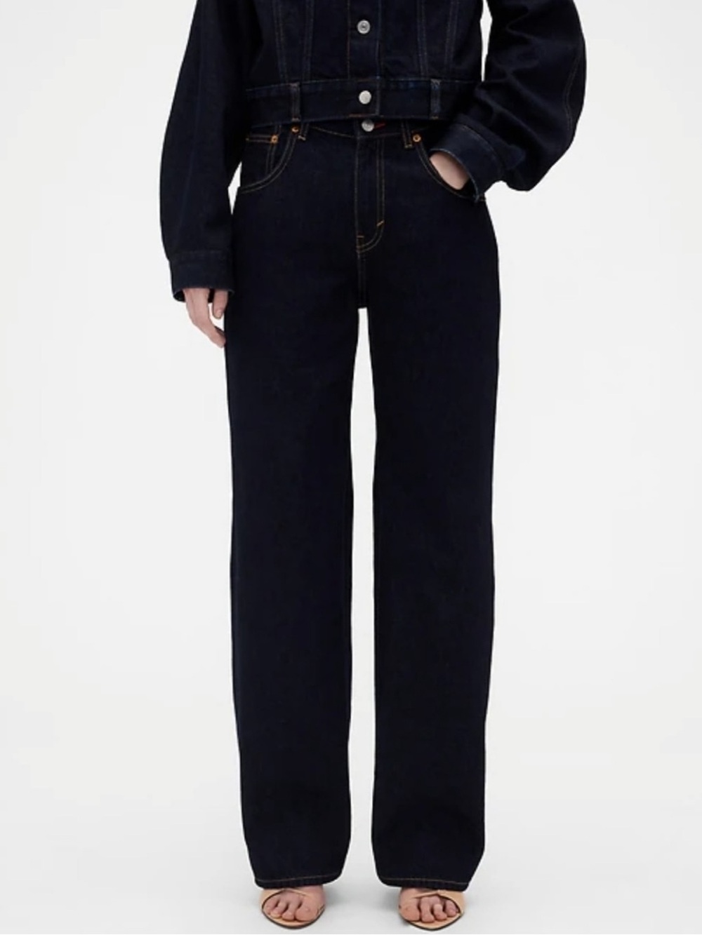 Victoria Beckham Wide-Leg Jeans in Dark Indigo